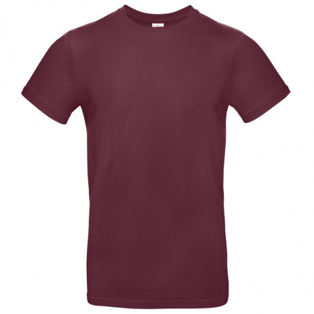 T-shirt coton tubulaire manches courtes moderne E190, couleur Burgundy